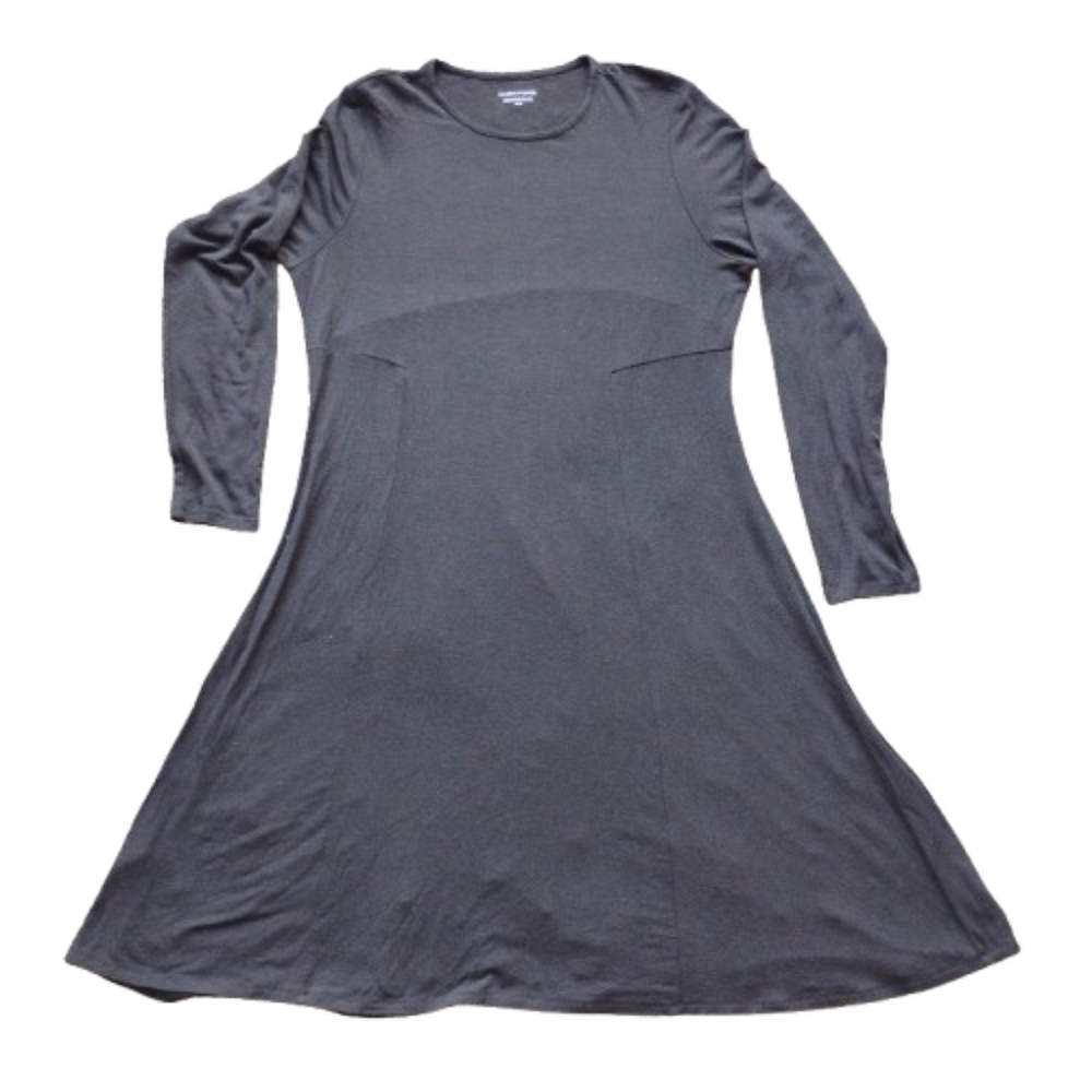 Eileen Fisher Dark Brown A-Line Dress – Lightweight Spring Layer, Medium